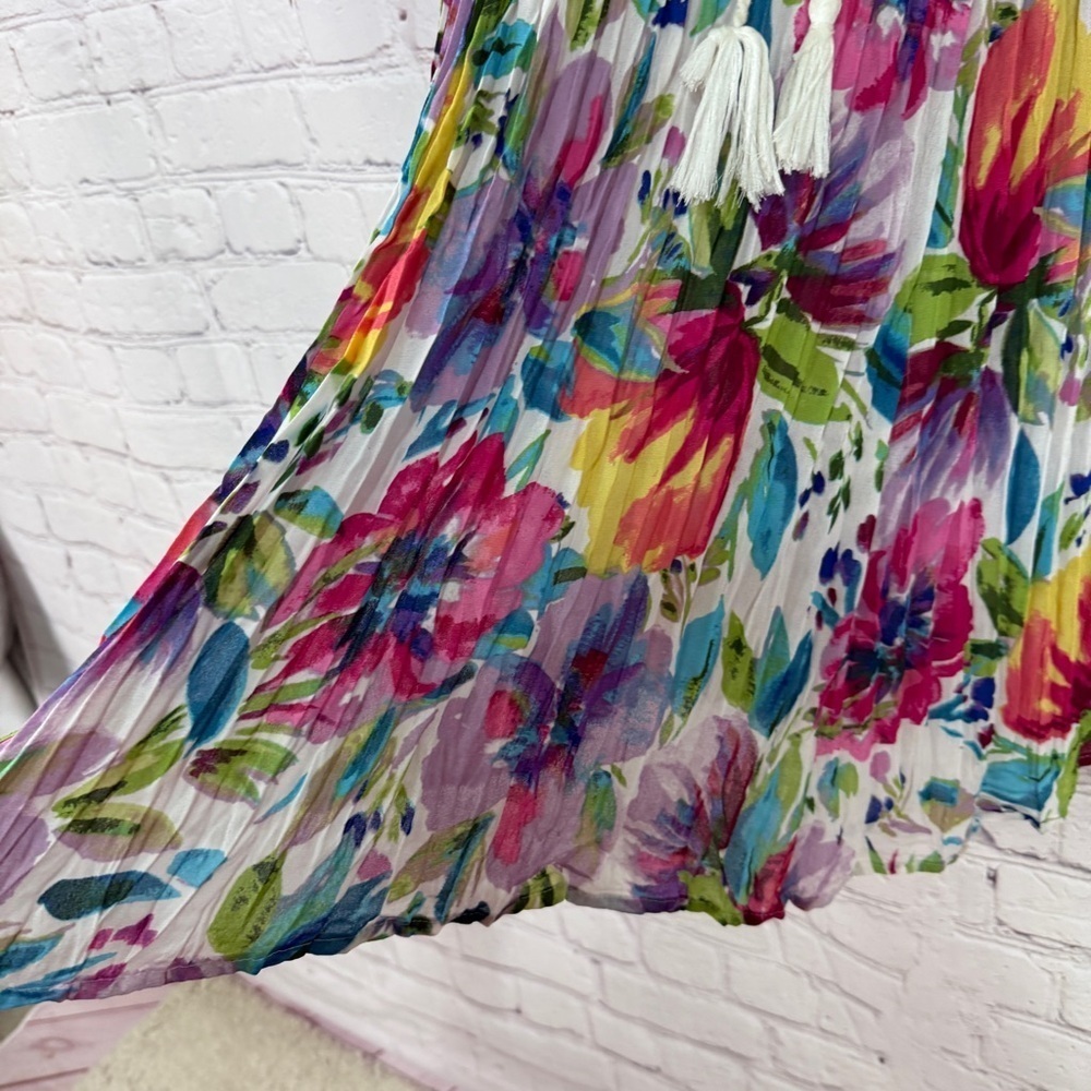 Spense multicolored Pleated Maxi Skirt flowy lightweight Resort Wear summer - Picture 7 of 9